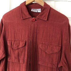 CHICO'S Linen Blend Button Down Tunic